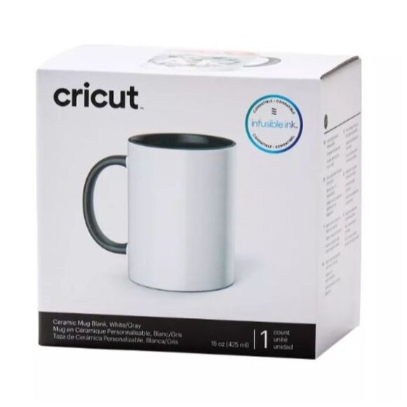 Cricut Ceramic Mug Blank White/Gray 15 oz/425 ml - Picture 1 of 11
